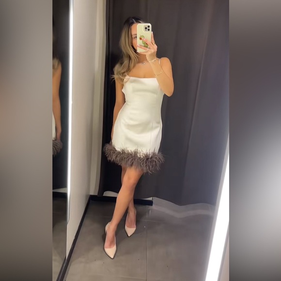 ZARA FEATHER SATIN EFFECT DRESS - Picture 10 of 17